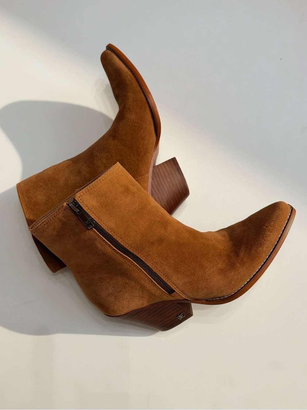 Sam Edelman Women's Tan Suede Ankle Boots with Block Heel - Picture 6 of 6